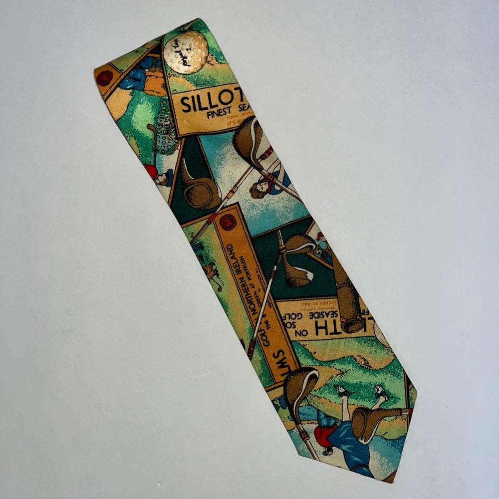 Gant Golf Tie Mens Clubs Golfer Red Green Blue Yellow Golfing NEW